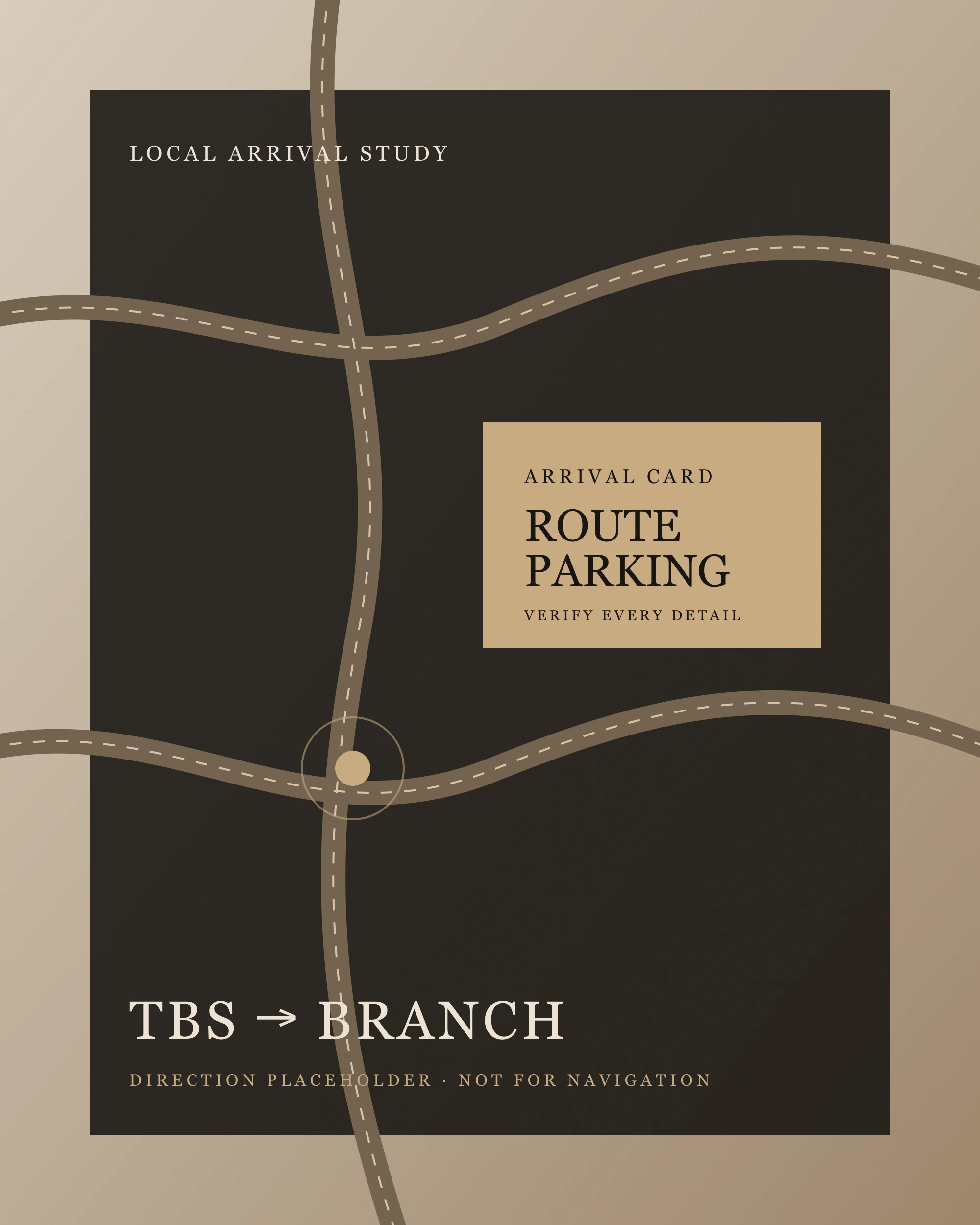 Original abstract illustration of route, parking, and public transport planning